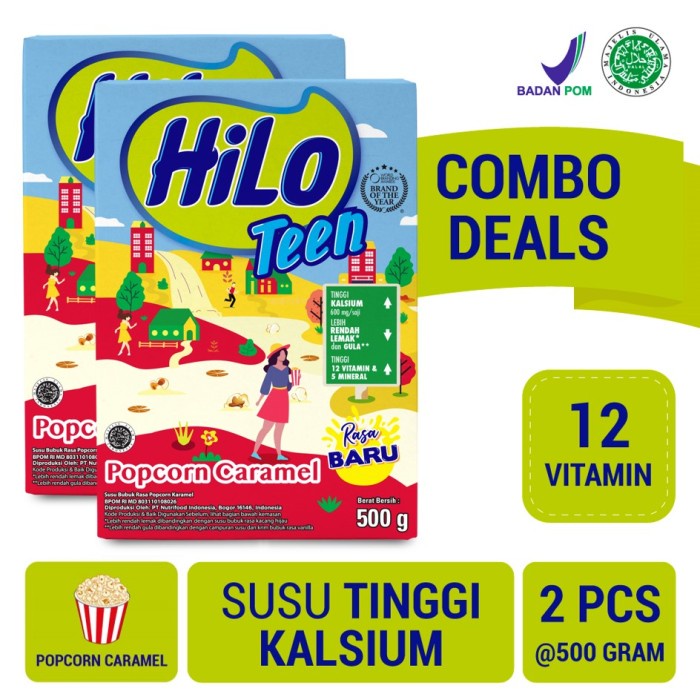 

fe20111 Twin Pack: Hilo Teen Popcorn Caramel 500Gr - Susu Tinggi Kalsium Xa201As