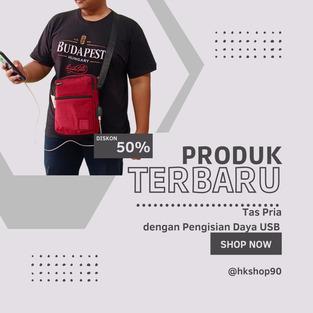 TAS GAOLEMA SELEMPANG SLEMPANG SPORT USB PORT HOLE FASHION SPORTY UNISEX MAN WOMAN