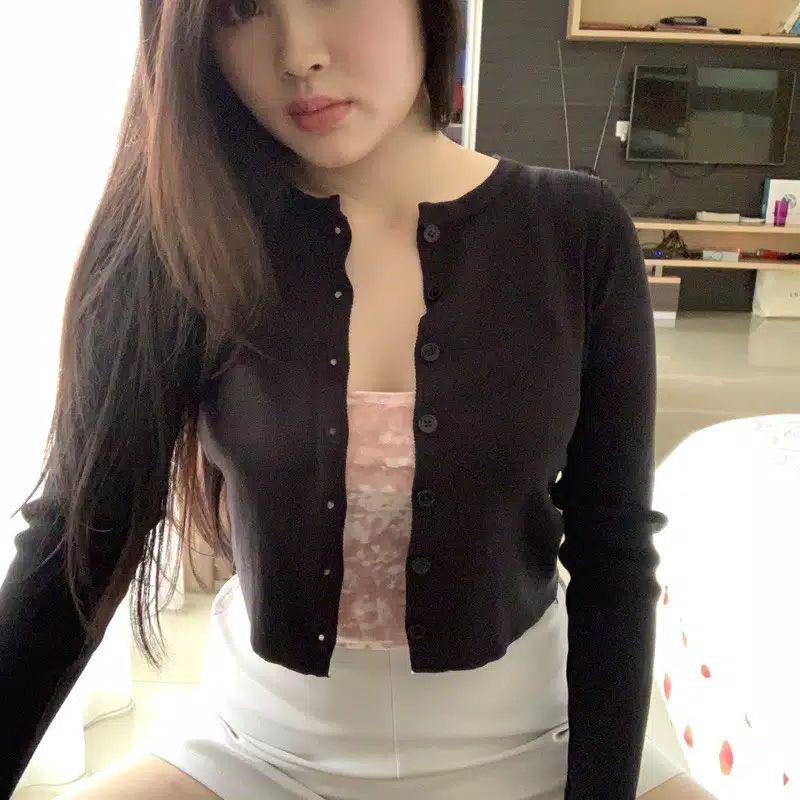 CROP ANGEL BUTOON SHIRT |  LONG SLEEVE CROP TOP | SEXY KOREAN STYLE