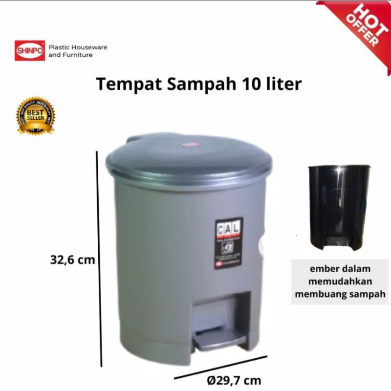 Tempat Sampah injak + Ember 10 Liter -SHINPO-