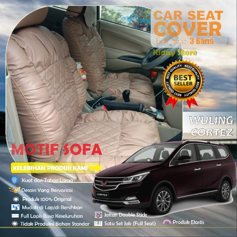 SARUNG JOK MOBIL WULING CORTEZ ALMAZ CONFERO MOTIF SOFA