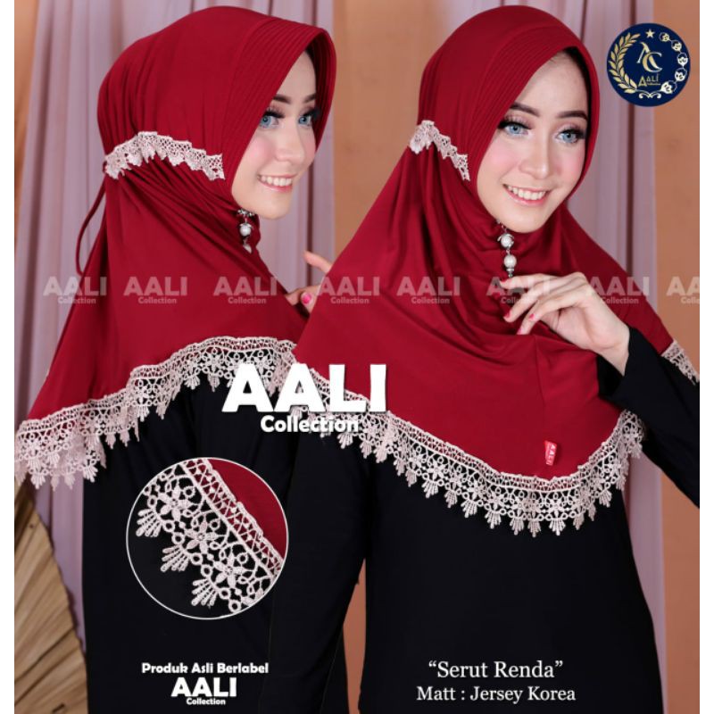 Aali Collection Bergo Serut Renda Jersy Korea