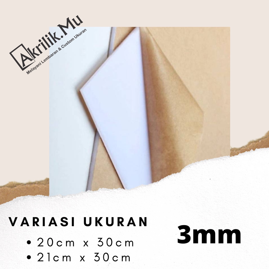 Lembaran Akrilik Putih susu A4 3mm, Acrylic Sheet White