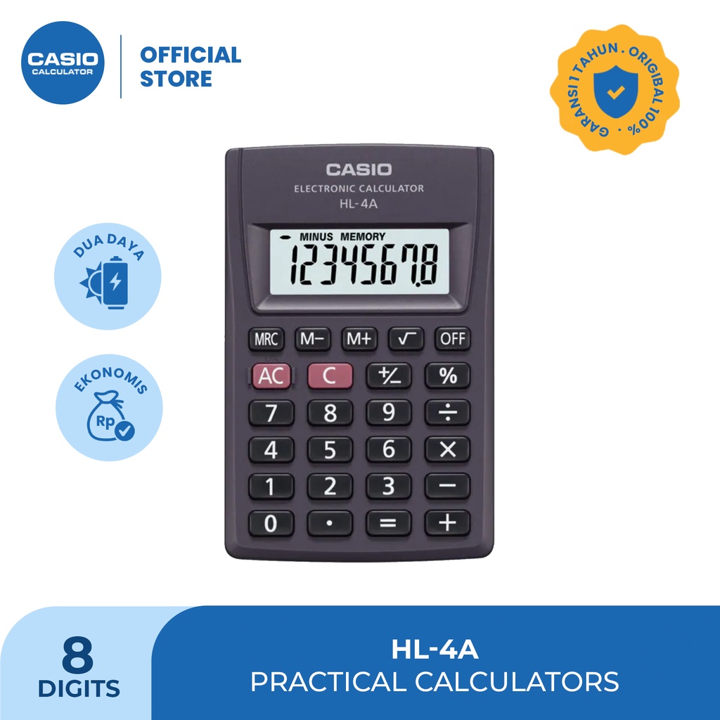 

CASIO HL-4A - Hitam - Kalkulator Saku