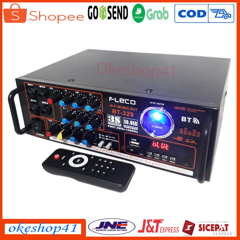 FLECO BT-329 Power Amplifier ampli Bluetooth Stereo Karaoke