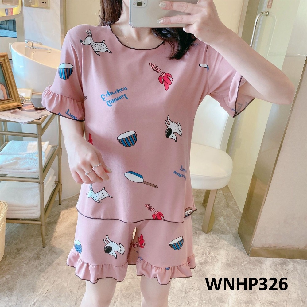 Baju Tidur Wanita Lengan Pendek Celana Pendek Motif Fashion