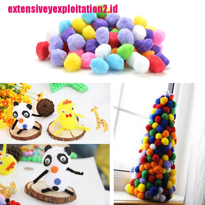 100 Pcs Pom Poms Lembut Warna Campur Ukuran 10mm 30mm 40mm Untuk Kerajinan Anak