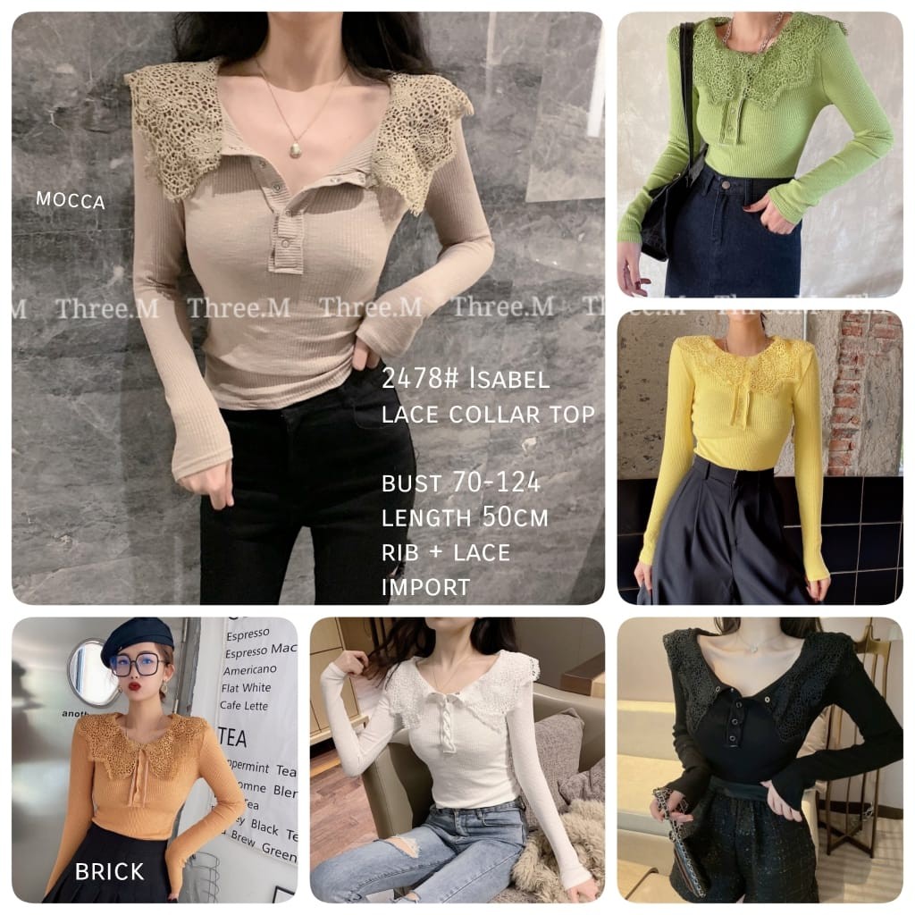 Isabel Lace Collar Top Import TM 2478 Cardigan rajut bahan import / Dress rajut import / Dress Maxi 