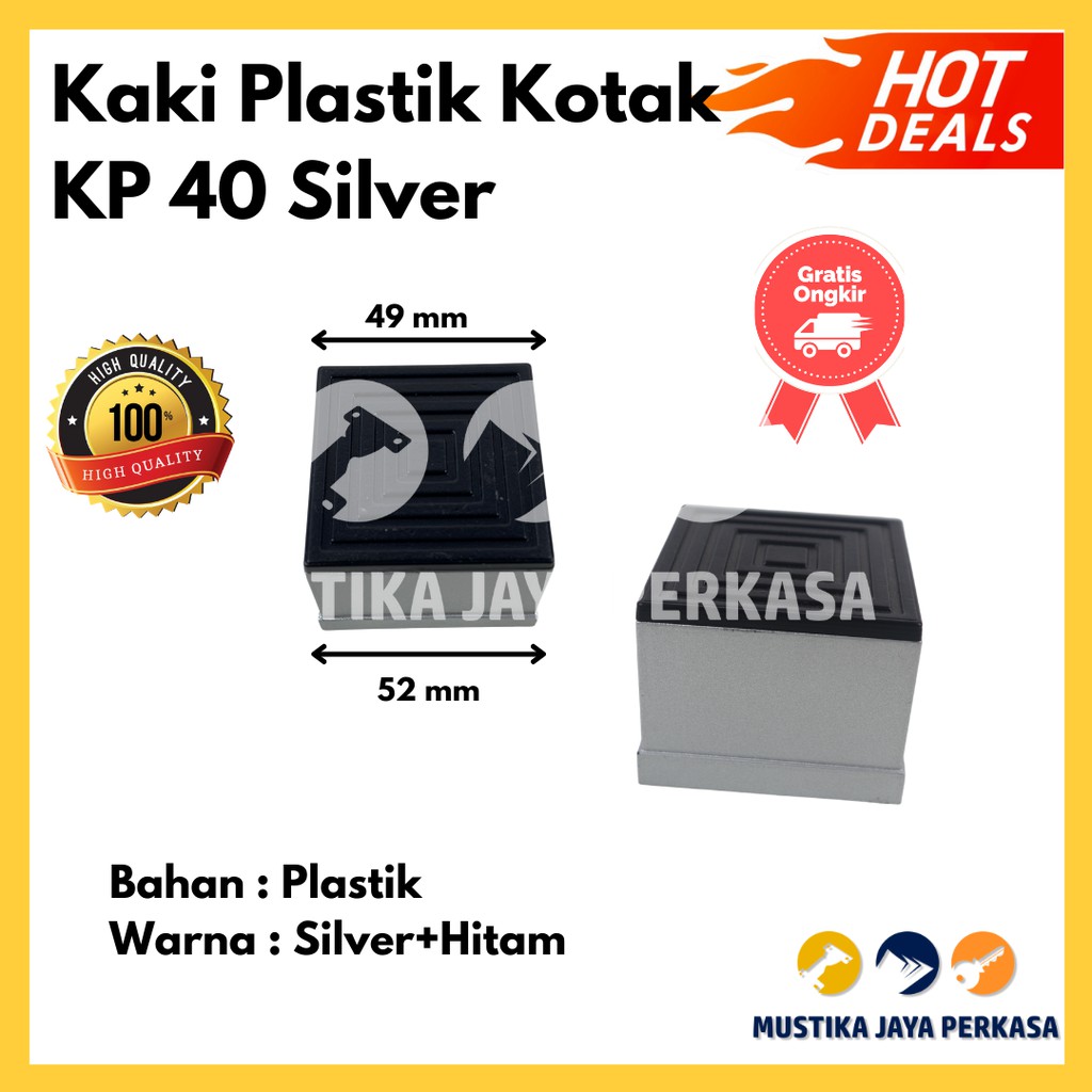 Kaki Sofa Plastik Kotak KP 40 Silver Murah Bukan Kaki Sofa Besi Kayu Kotak 40 W/Silver