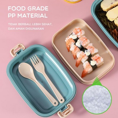 SAMONO STW10 Kotak Makan Bento Microwaveable Lunch Box Susun Food Grade Material 2 Tingkat