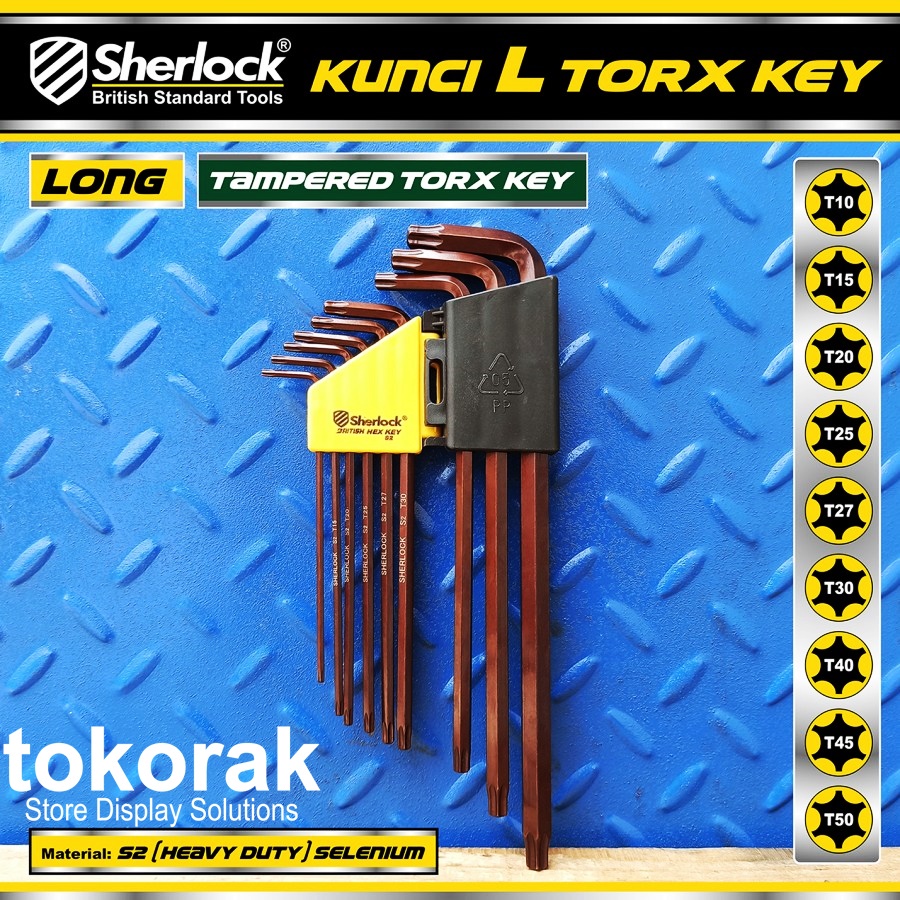 KUNCI L BINTANG HEXKEY LONG SET 9 PCS SHERLOCK - TORX KEY TAMPER