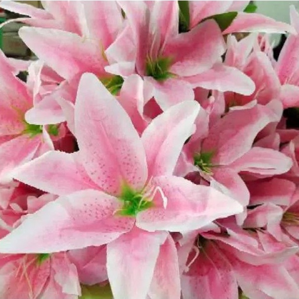 bunga lily artificial cabang 9 bunga hias import