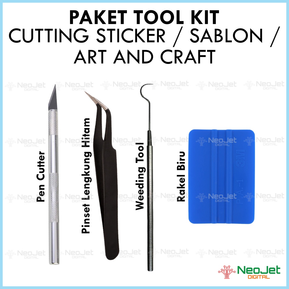 

Paket Tool Kit 3 Alat Bantu Cutting Sticker Stiker Sablon Polyflex Art and Craft Bunga Kertas