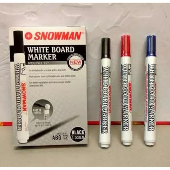 

Spidol snowman whiteboard/white board marker papan tulis ABG 12 hitam