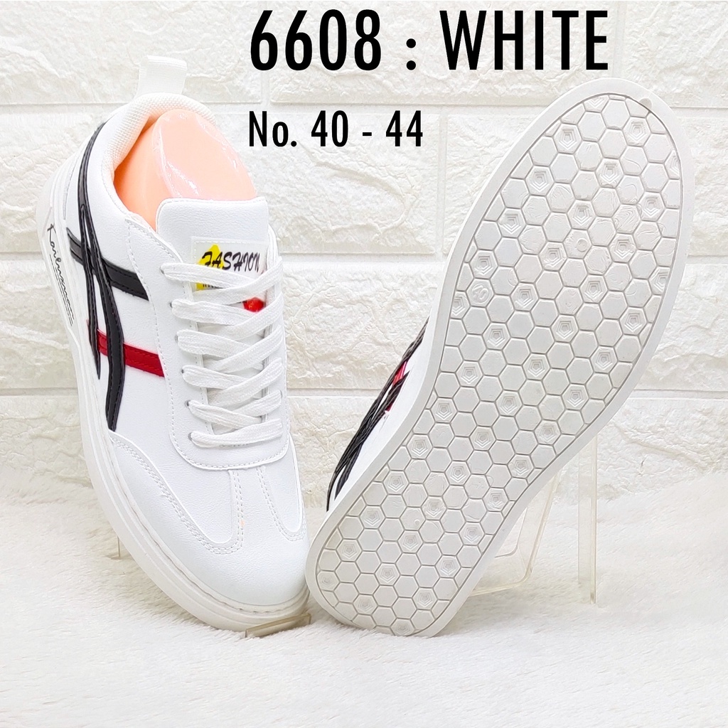 Sepatu Putih Pria 6608 Sepatu Sneaker Tali Cowok SPTSP