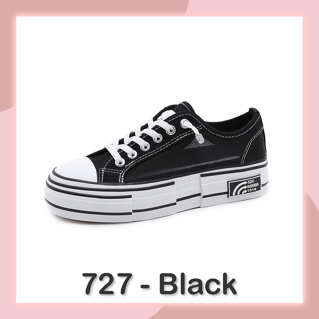 Sepatu Sneakers Wanita Import 726-727-728-727-Black