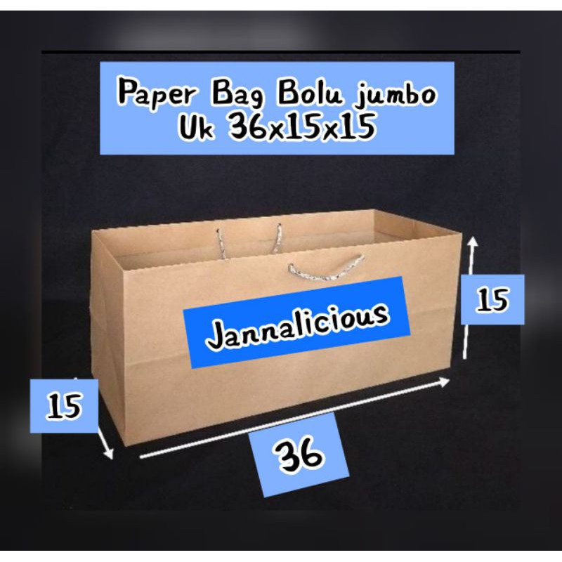 

[6pcs] Paper Bag Uk. 36x15x15cm size L utk Brownies