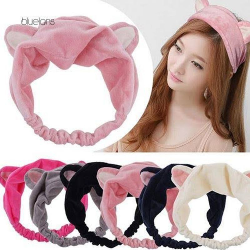 BANDO TELINGA KUCING BANDANA RAMBUT KOREA HEAD BAND UNTUK CUCI MUKA MAKEUP FASHION