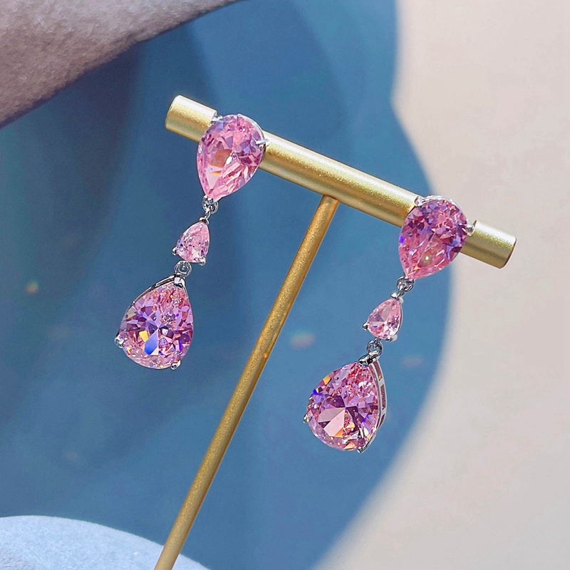 Anting Tusuk Gantung Wanita Desain Tetesan Air Hias Kristal Cubic Zirconia AAA Untuk Pernikahan