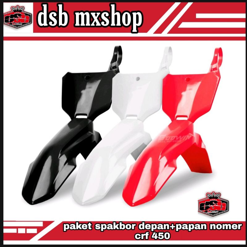 PAKET SPAKBOR DEPAN DAN PAPAN NOMER CRF 450 GORDON RACING
