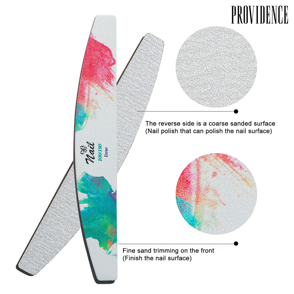 Providence 6Pcs/Set Nail File Half Moon Shape Double Side Sandpaper Nail Buffer Colorful Professional Manicure Tools for Female