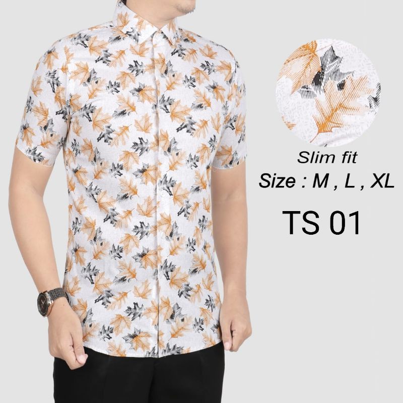 KEMEJA BATIK PRIA SLIM FIT COLINDION BATIK SOLO CBS725 MEWAH PREMIUM BAJU ELEGANT SIZE M L XL  SKU MS PENDEK JAKARTA PLATINUM