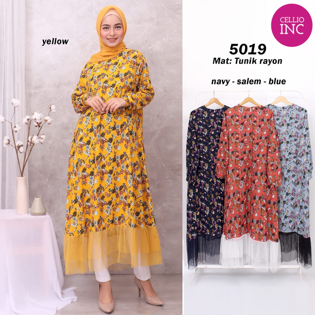 TUNIK TILE KOMBINASI MOTIF BUNGA