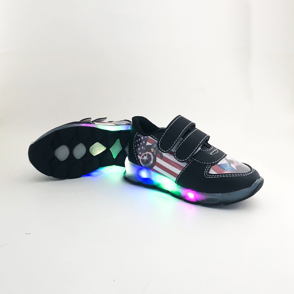 Sepatu Sneaker Anak Laki Lampu LED Spiderman Ironman Captain America  LITTLE KUMA