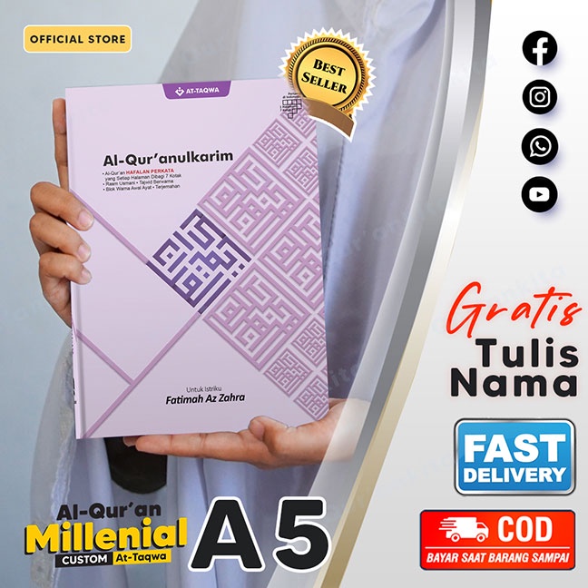 Qur'an Custom Milenial A5 | At-Taqwa | Gratis Tulis Nama