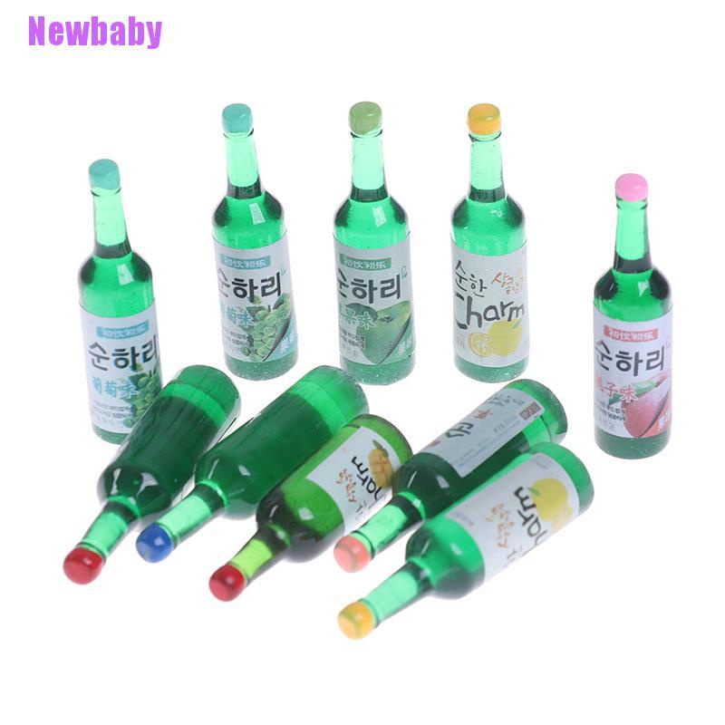 (Newbaby) 10pcs / Set Mainan Miniatur Botol Wine Skala 1: 12 Untuk Dekorasi Rumah Boneka