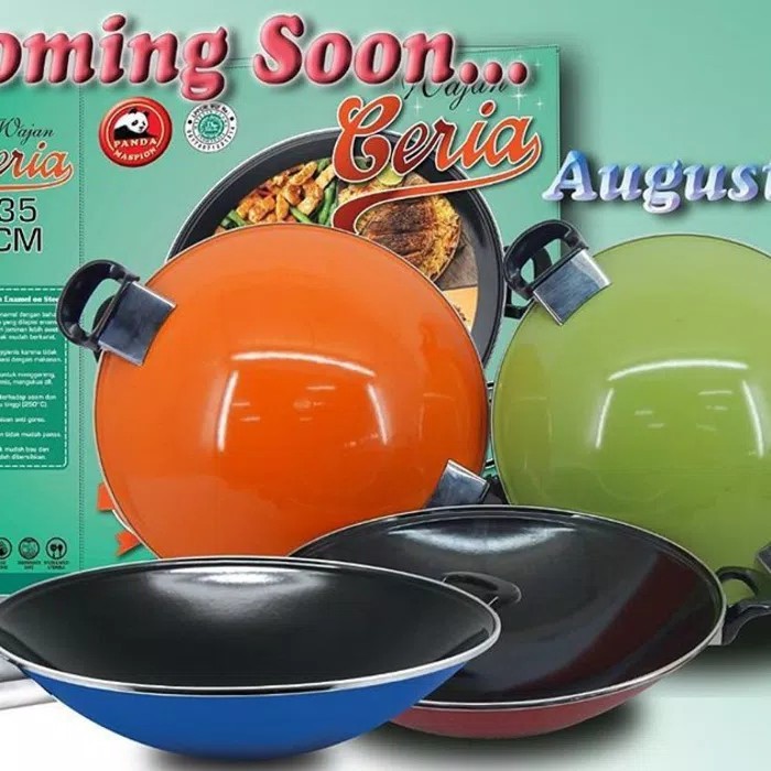 Maspion Wajan Ceria 40 cm Enamel Panda / Kuali Hitam