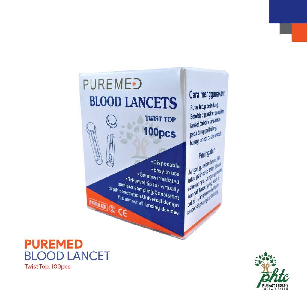 PUREMED Blood Lancet 21G l Jarum Lancet Untuk Bekam l Lancet Puremed 21G