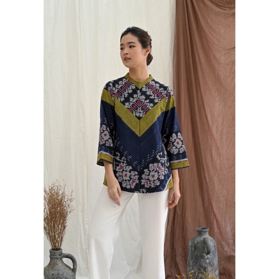 TENUN_GAYA sanny blouse tenun jepara ethnik baju tenun jepara Blouse wanita jumbo fashion wanita Blo