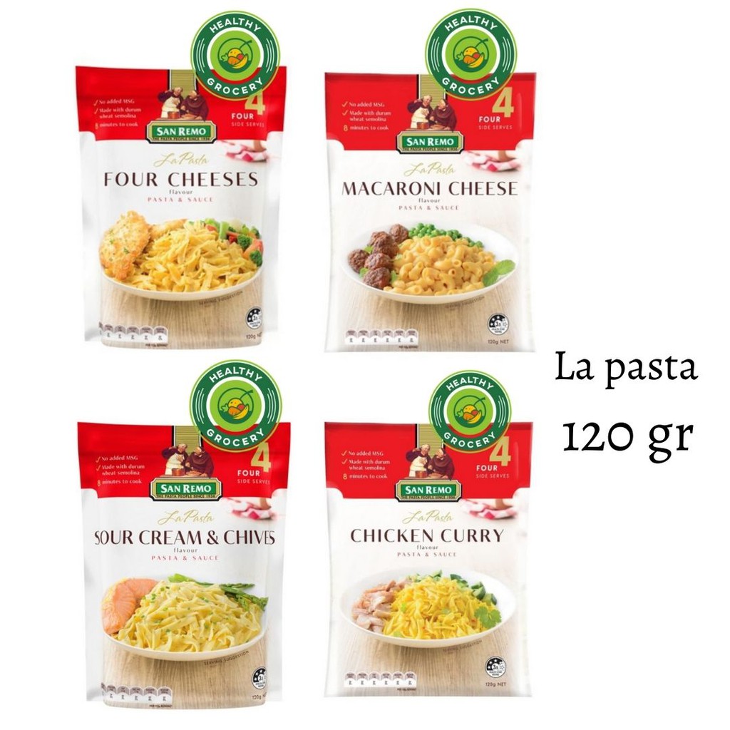 

San Remo la pasta Macaroni Cheese / Chiken Curry / Four Cheese / Sour Cream