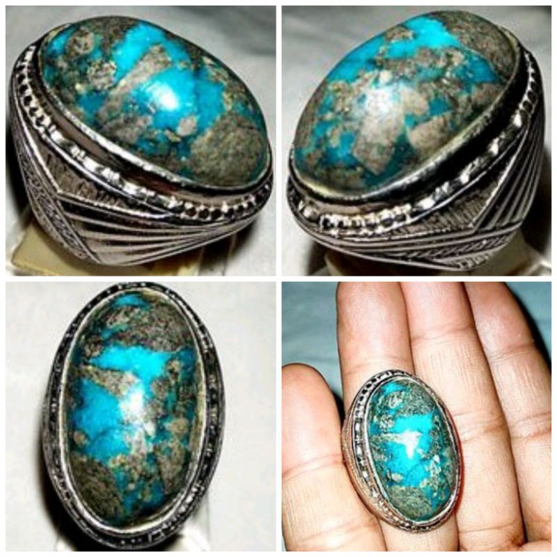 batu cincin virus Persia serat perak natural original (262)