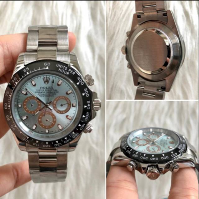 JAM TANGAN PRIA RLX_COSMOGRAPH DAYTONA SILVER ICE BLUE PREMIUM AAA