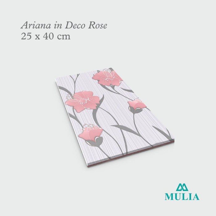 KERAMIK DINDING 25X40 ARIANA DECO PINK GLOSSY - MULIA TILE