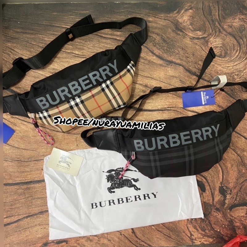 waistbag burberry pria wanita import high quality tas selempang burberry import waist bag branded