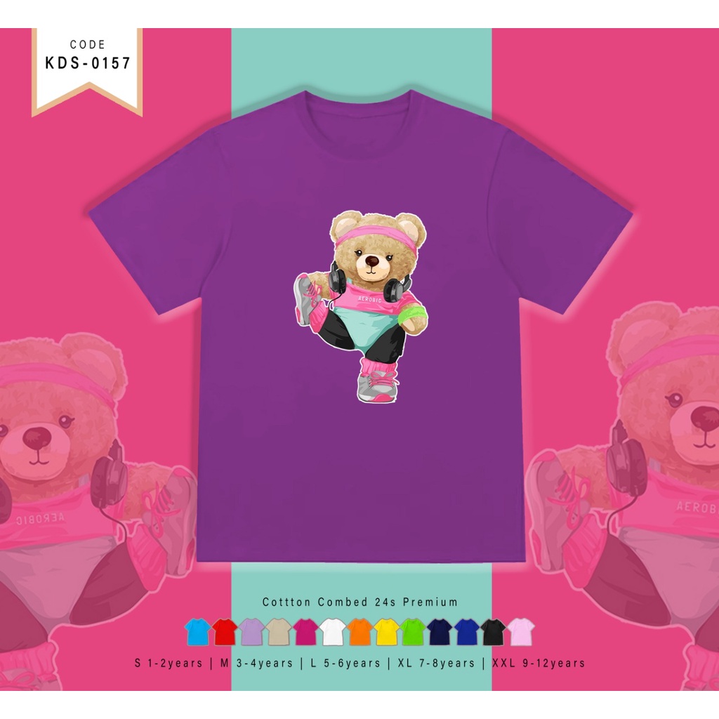 T-SHIRT / KAOS ANAK-ANAK TERMURAH BERGAMBAR BEAR SENAM - TERIMA CUSTOM KAOS KELUARGA