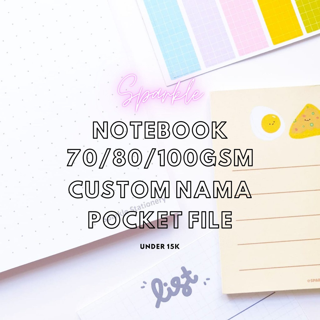 

Notebook Spiral A5 Sparkle Stationery Custom Nama File Pocket