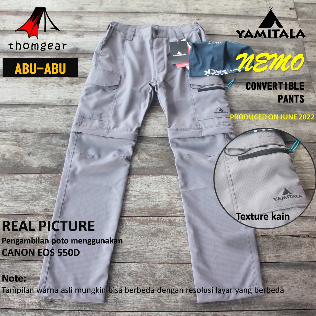 Thomgear Yamitala Nemo Convertible Pants Celana Panjang Gunung Outdoor Hiking Sambung Pria Wanita Dewasa Quickdry Stretch Elastis