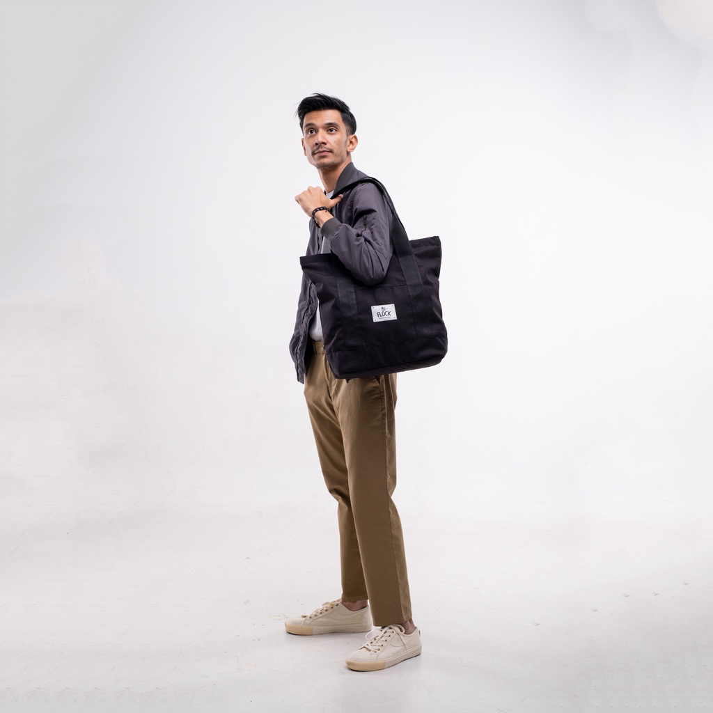 FLOCK Travel Tote Bag - Water Resistant - Pure Black