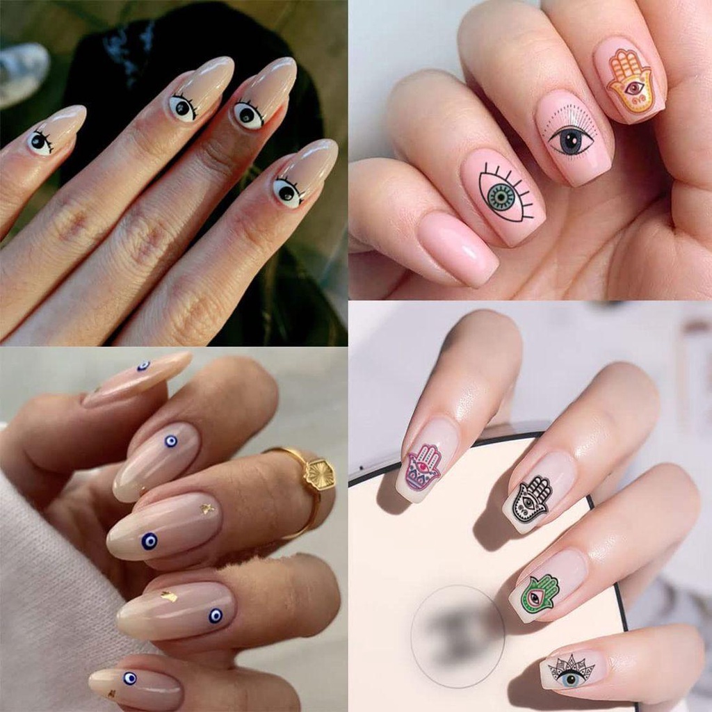 Rebuy Stiker Kuku Motif Mata Ular / Geometri 3D Untuk Dekorasi Nail Art / Manicure DIY