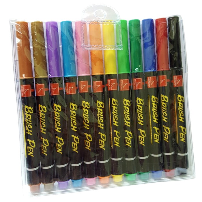 

kaligrafi-perlengkapan- snowman - 12 brush pen ( water based - dyestuff ink ) -perlengkapan-