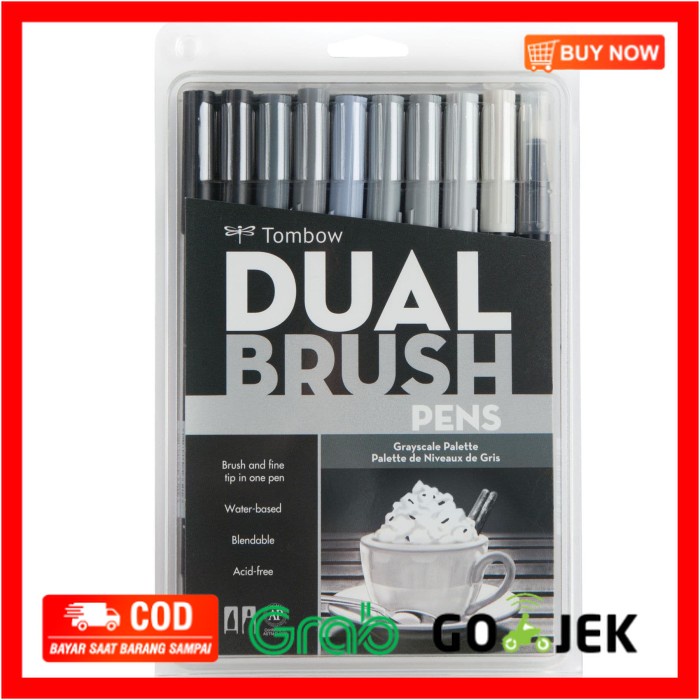 

(BISA COD) Tombow Dual Brush Pen Set 10 - Greyscale Palette
