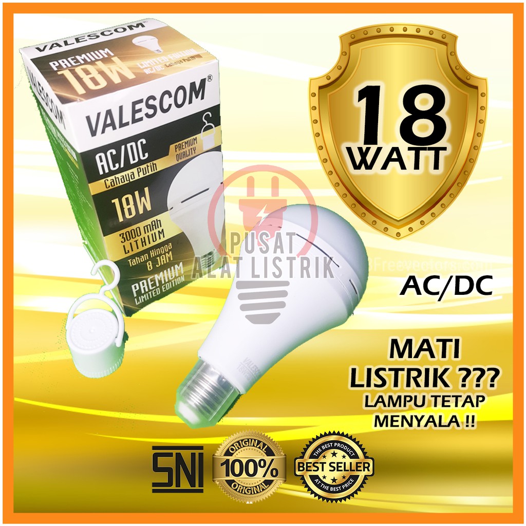 LAMPU EMERGENCY LED 18W AC/DC EMERGENSI SENTUH MAGIC AJAIB ALARM DARURAT JUALAN PASAR MALAM VALESCOM / PROBEST