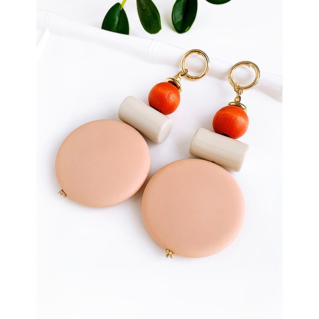 LRC Anting Tusuk Fashion Alloy Resin Round Earrings F7353X