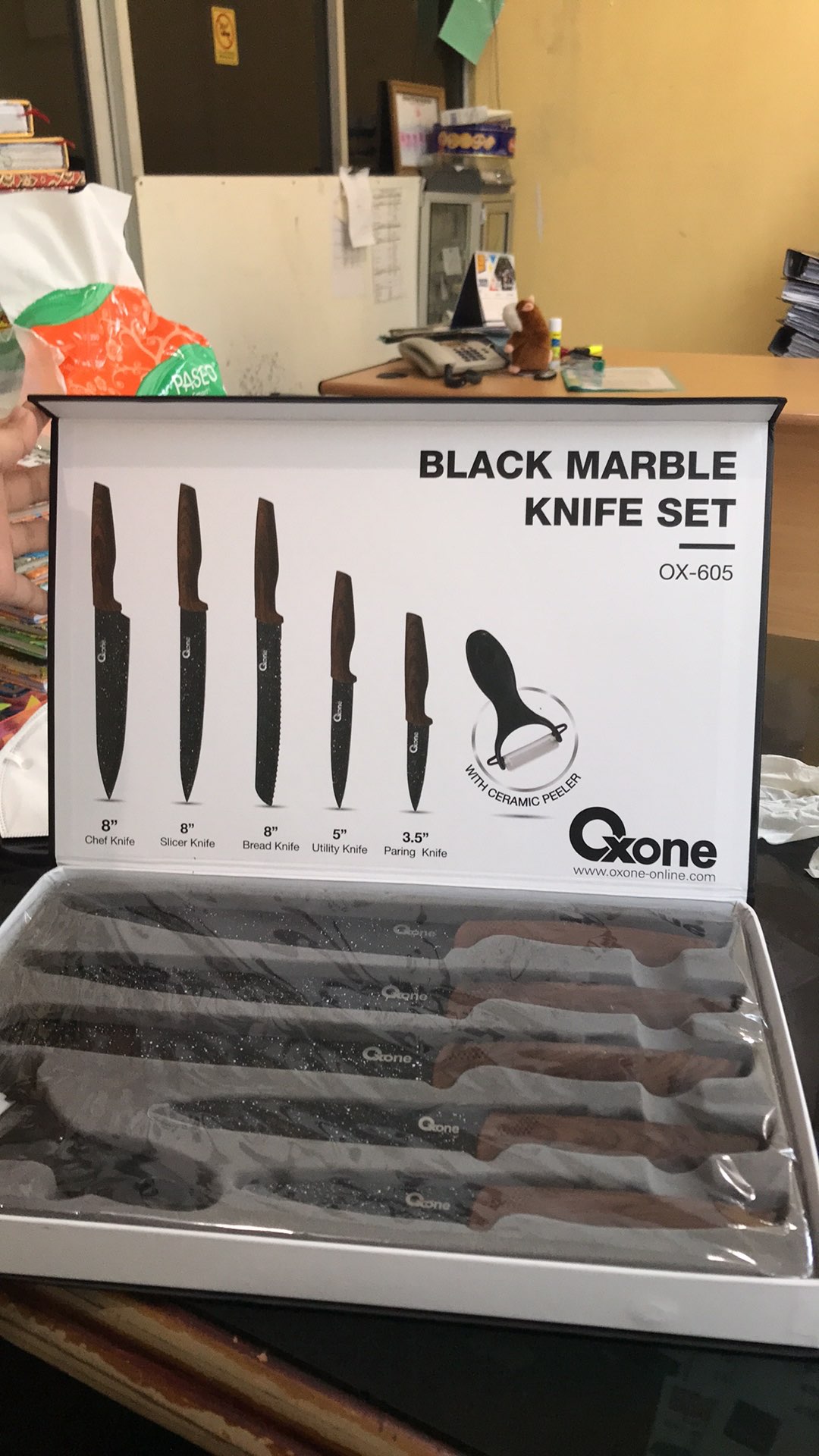 Oxone Black Marble Pisau Dapur Knife Set Ox-605 / Ox-609n - Hitam / Ox-608n - Warna / Ox-617 - Putih