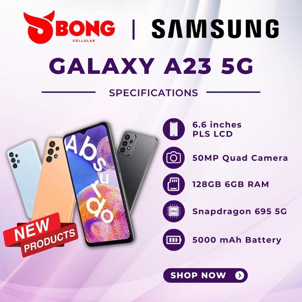 NEW SAMSUNG GALAXY A23 5G 6/128GB GARANSI RESMI