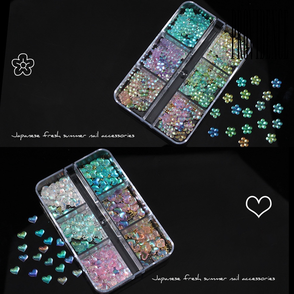 Providence Manik-Manik Baja Mini Bentuk Hati / Bunga 3D Untuk Dekorasi Nail Art / Manicure DIY